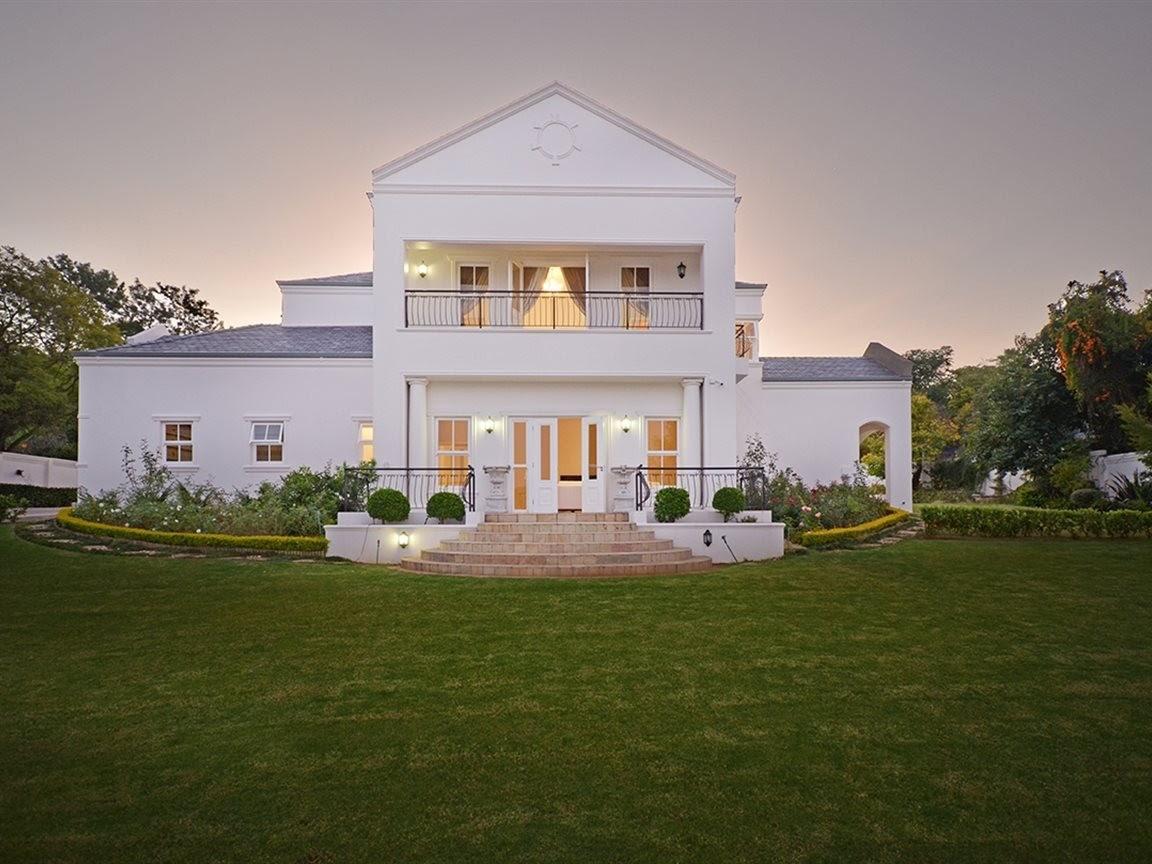 Front facade of a stately white home